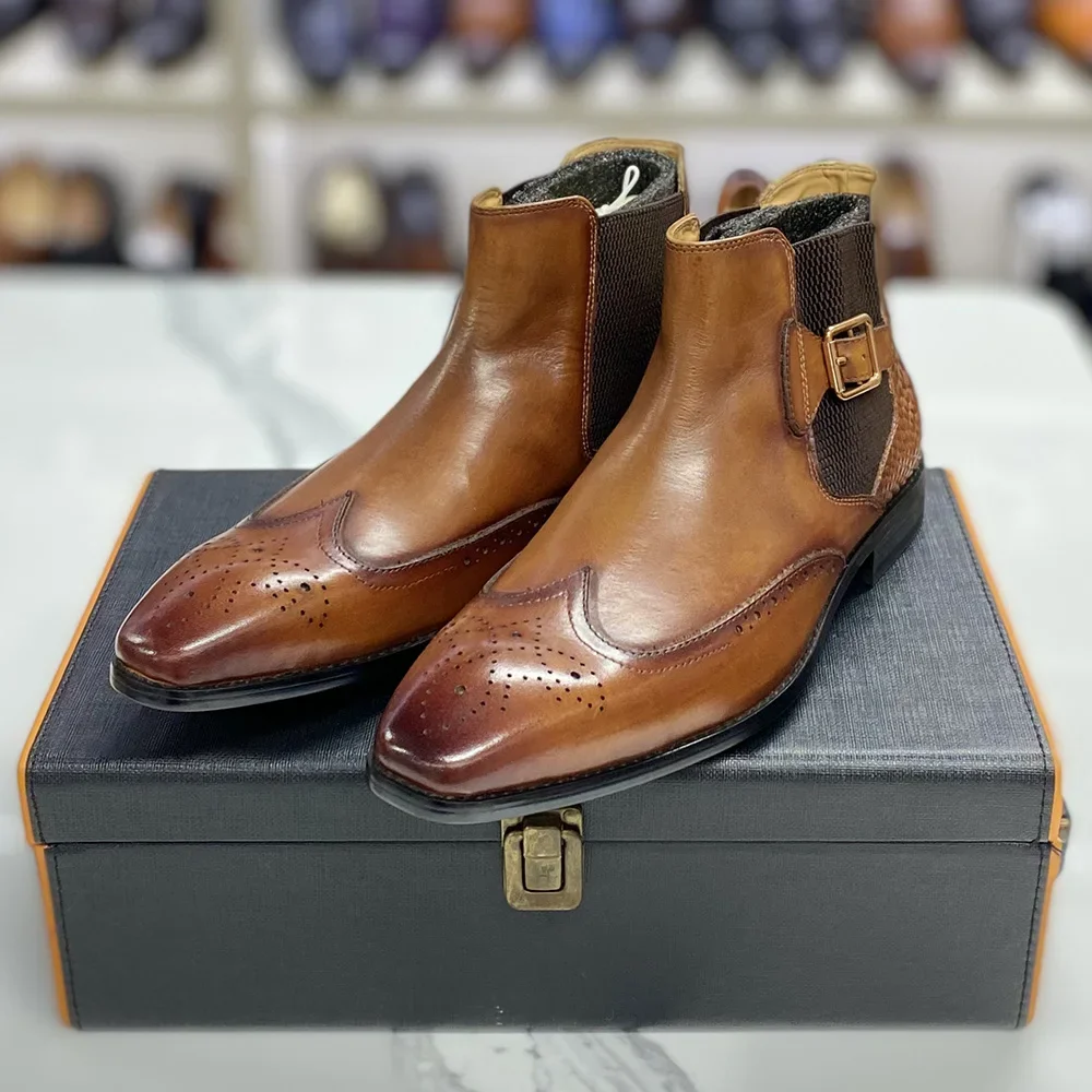 Men Formal Wear With Boots - Stivaletti da uomo in vera pelle