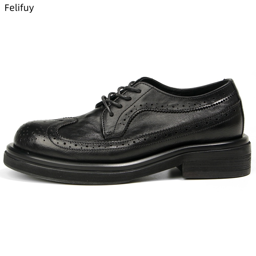 Men Formal Wear All Black - Scarpe Derby nere vintage in pelle